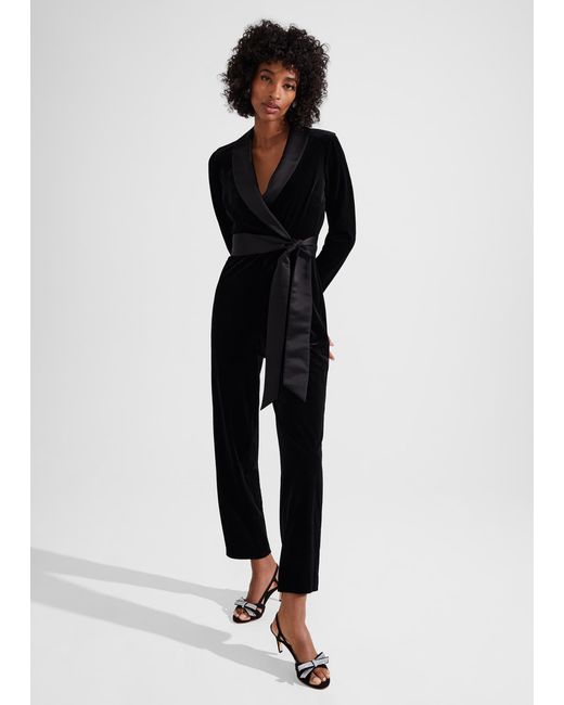 Hobbs Black Luisa Velvet Jumpsuit