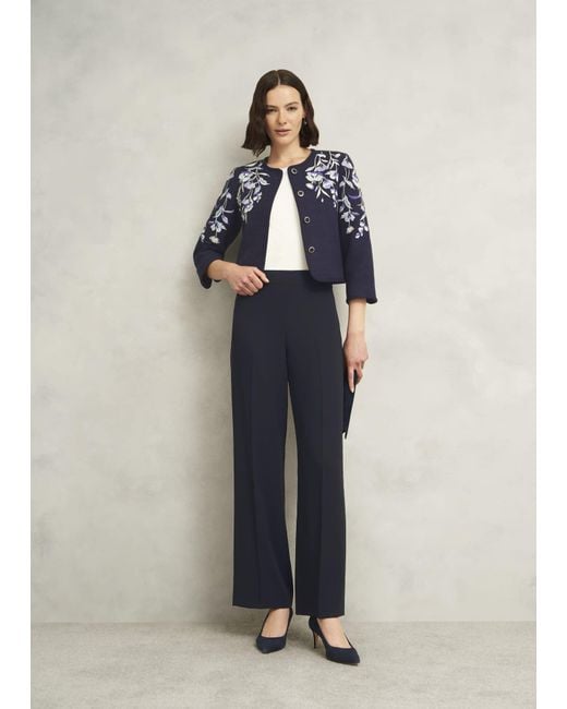 Hobbs Blue Mel Wide Trousers