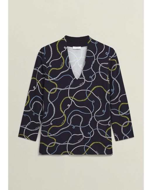 Hobbs Blue Aimee Printed Top