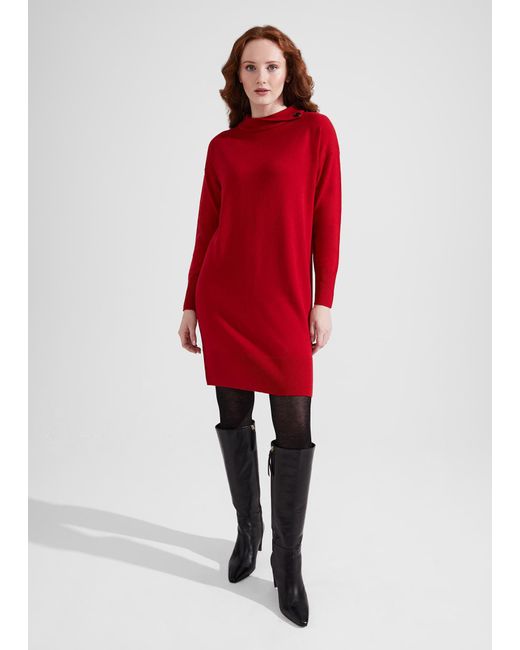 Hobbs Red Talia Knitted Dress With Cashmere