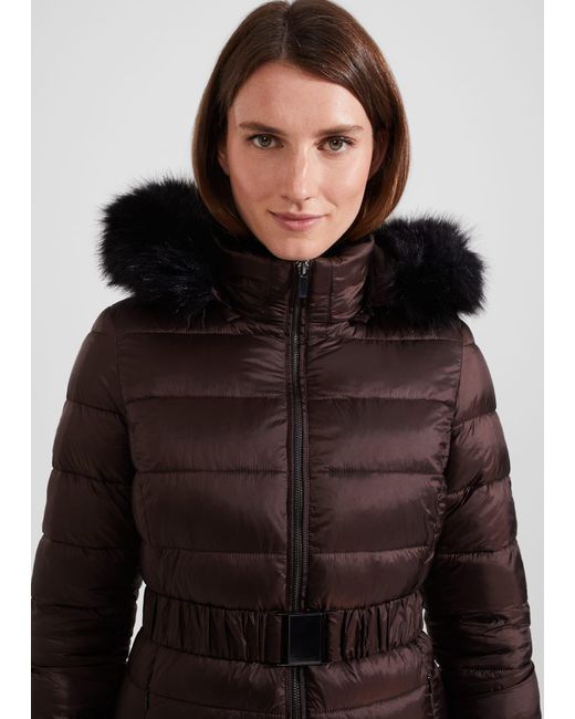 Harriet belted faux fur collar puffer jacket Clearance