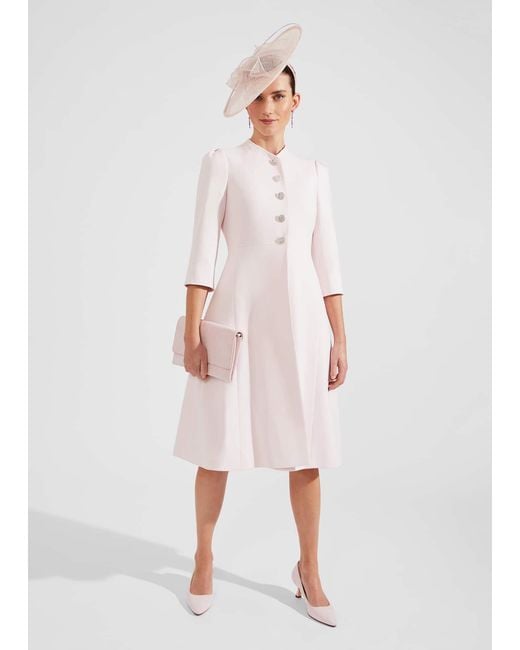 Hobbs White Chara Fit And Flare Coat