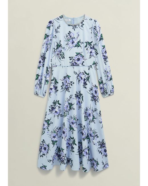 Hobbs Blue Claudine Embellished Floral Dress