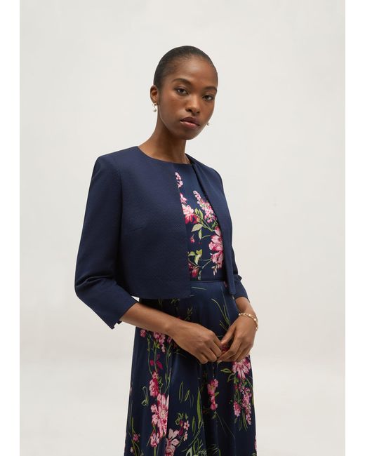 Hobbs Blue Elize Textured Jacket