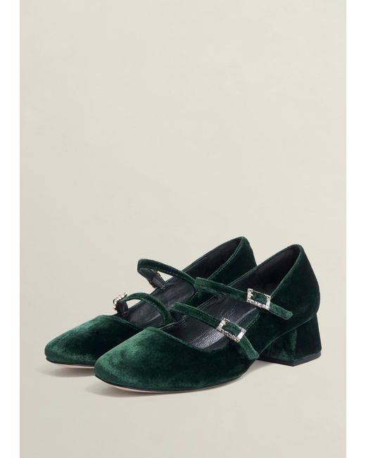 Hobbs Green Rosaleen Velvet Heeled Mary Janes