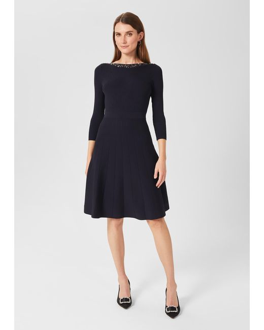 Hobbs Blue Emily Knitted Sequin Dress