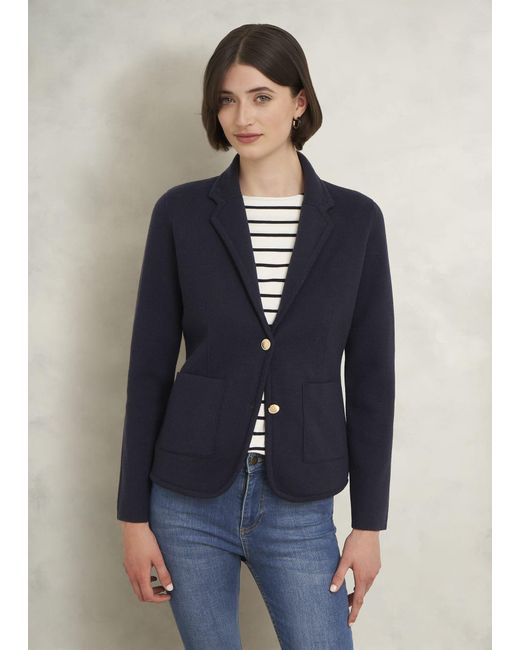 Hobbs Blue Wool Knitted Blazer Jacket