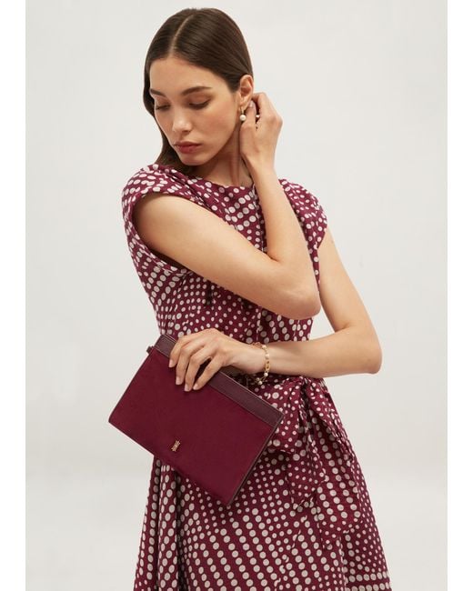 Hobbs Red Catherine Suede Wristlet