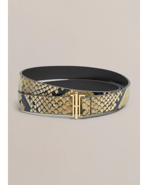 Hobbs Gray Nala Skinny Snake Printed Leather Belt