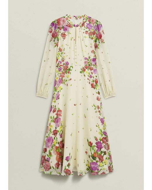 Hobbs Natural Eva Floral Silk Dress