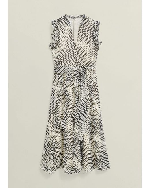 Hobbs Gray Nina Ruffle Midi Dress