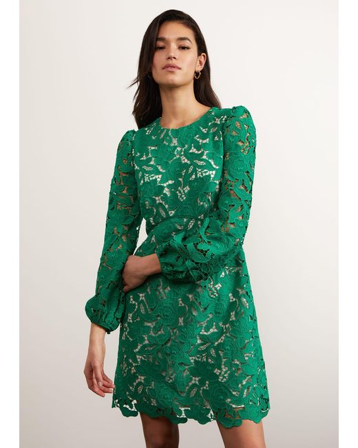 Hobbs Green Kew Lace Mini Dress
