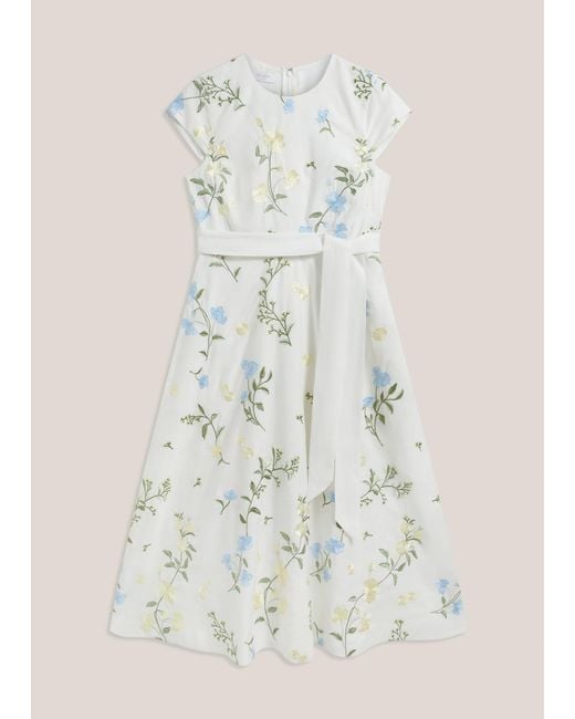 Hobbs Natural Linda Embroidered Dress