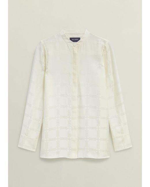 Hobbs White Silk Jacquard Insignia Sloane Blouse