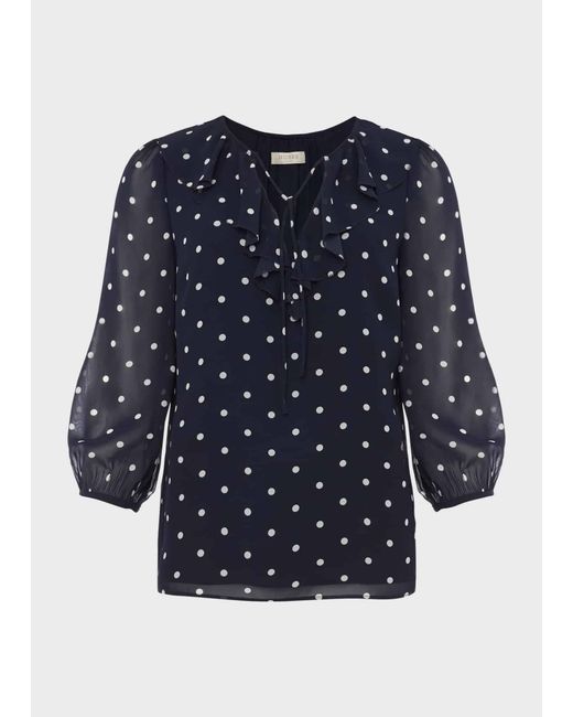 Hobbs Blue Demi Spot Blouse