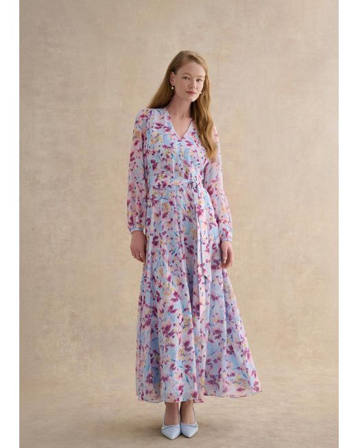 Hobbs Multicolor Petite Thea Tie Belted Dress