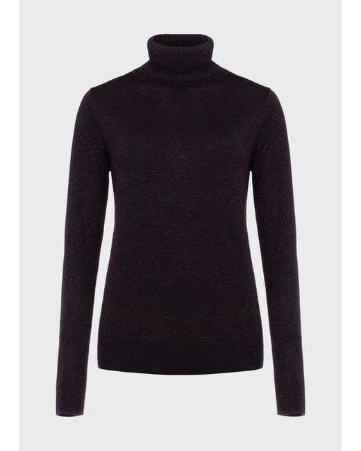 Hobbs Black Olive Sparkle Roll Neck Jumper
