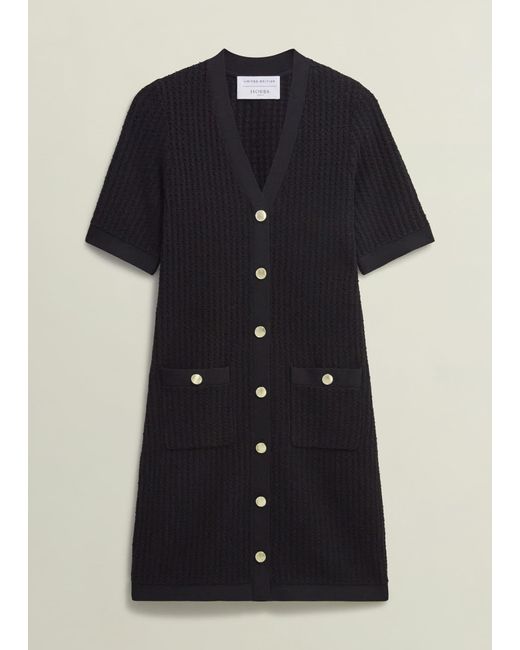 Hobbs Blue Tatton Cotton Blend Knitted Dress
