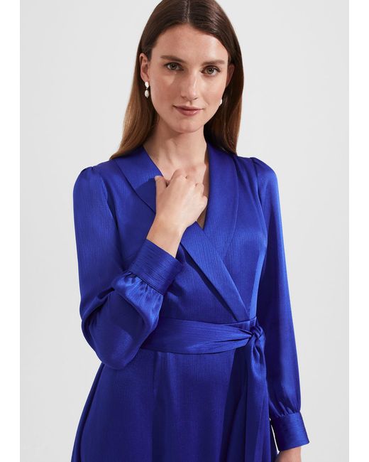 Hobbs Blue Sally Satin Fit And Flare Dress