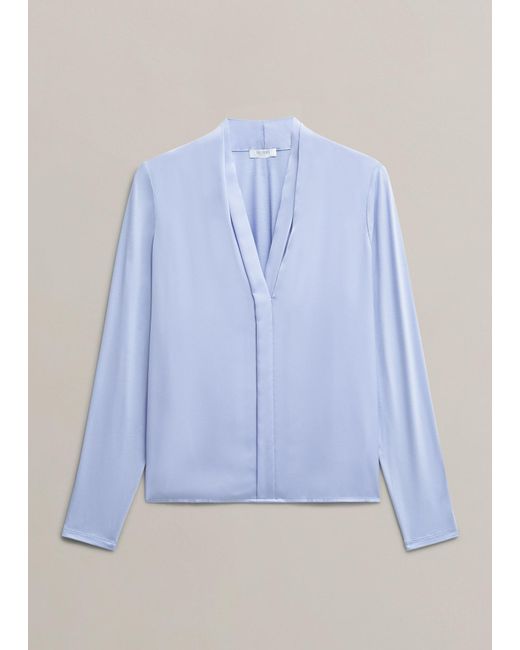 Hobbs Blue Claire V Neck Top