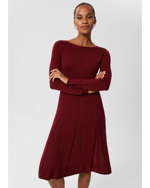 Hobbs Red Calla Knitted Dress