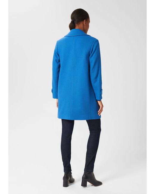Hobbs Blue Carmina Wool Blend Coat