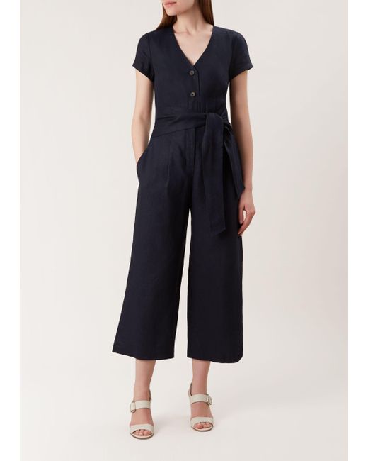 Hobbs Blue Jayne Linen Jumpsuit