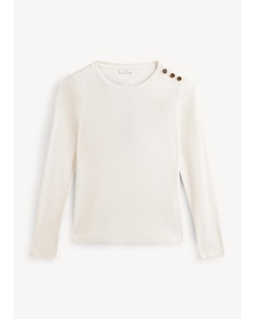 Hobbs White Tamsin Ribbed Top