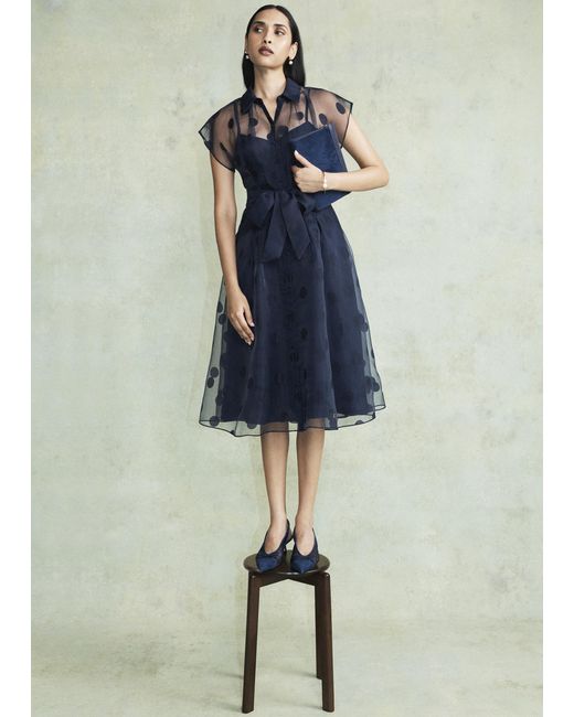 Hobbs Blue Tess Spot Shirt Dress