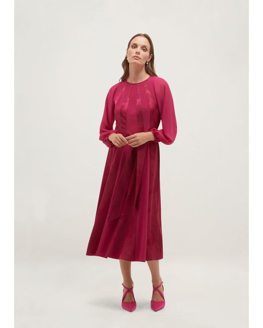Hobbs Red Loren Jacquard Dress