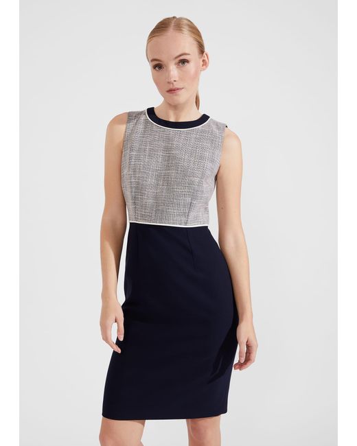 Hobbs Blue Petite Laurie Dress With Cotton