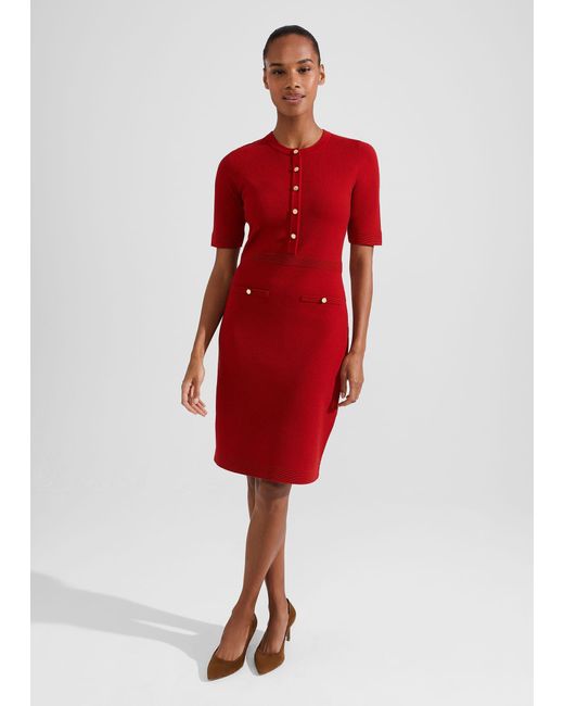 Hobbs Red Noa Knitted Dress