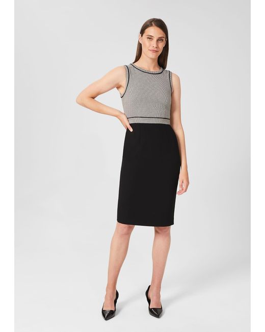 Hobbs Black Sienna Houndstooth Shift Dress