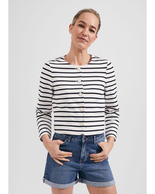 Hobbs White Uma Stripe Jacket