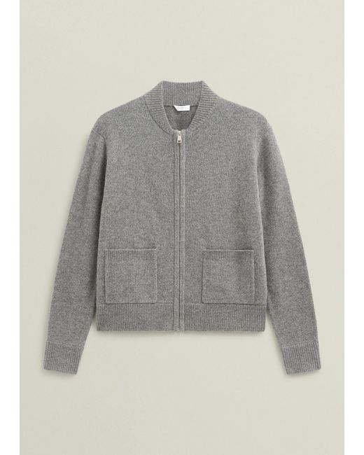 Hobbs Blue Bonnie Wool Blend Knitted Bomber Jacket