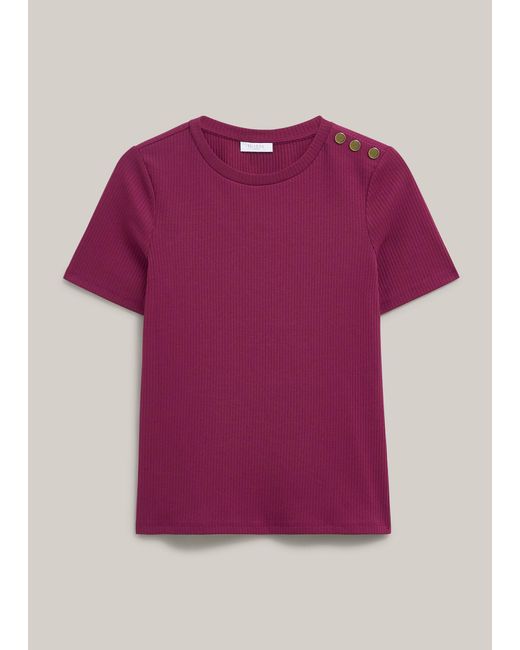 Hobbs Red Tamsin Ribbed Cotton Blend T-Shirt