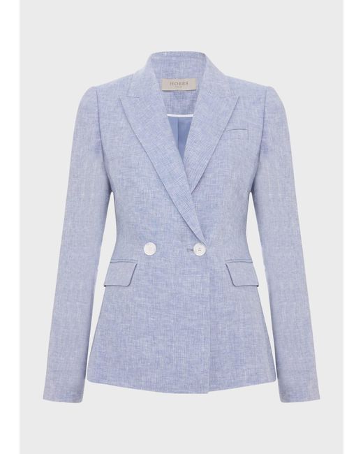 Hobbs Blue Adina Linen Jacket