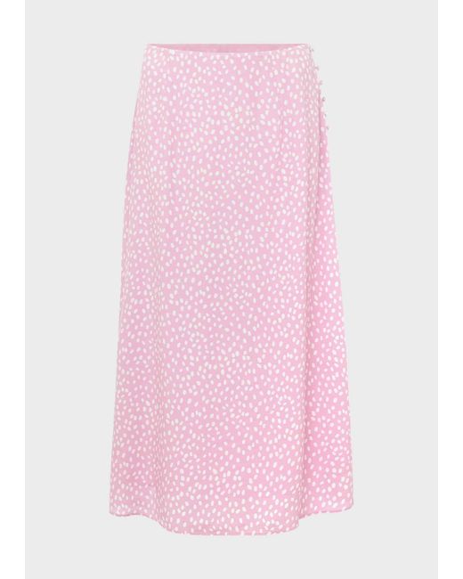 Hobbs Pink Gabrielle Printed Midi Skirt