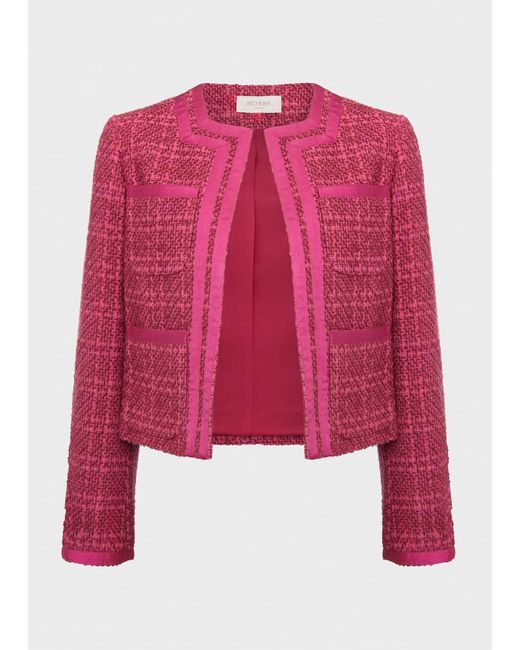 Hobbs Red Ramona Tweed Jacket