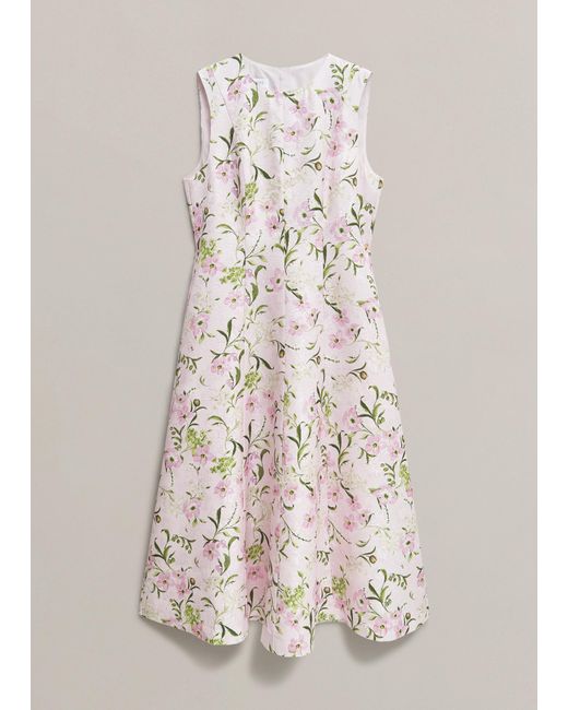 Hobbs Natural Lana Floral Jacquard Dress