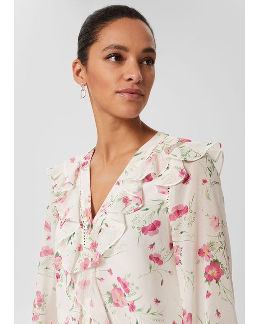 Hobbs White Rosana Floral Top