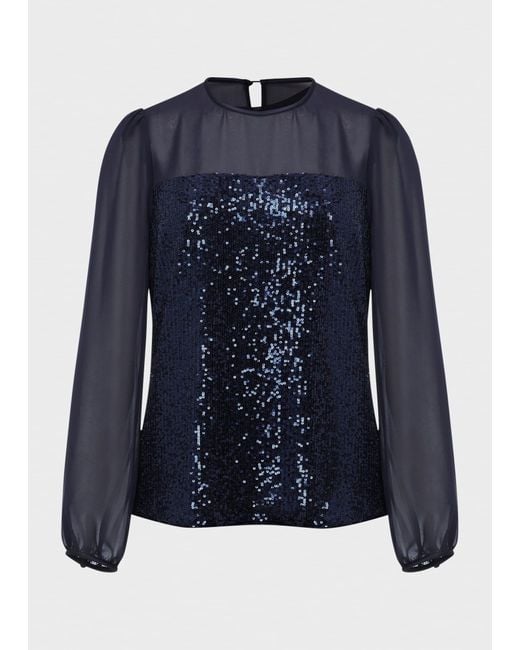 Hobbs Blue Zariah Sequin Top