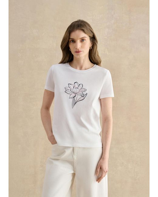 Hobbs Natural Pixie Cotton Embroidered Printed T-Shirt