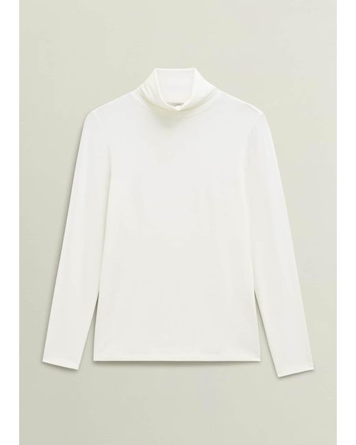 Hobbs White Mischa Roll Neck Top