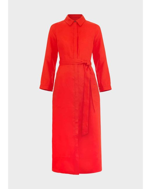 Hobbs Red Arabelle Linen Dress