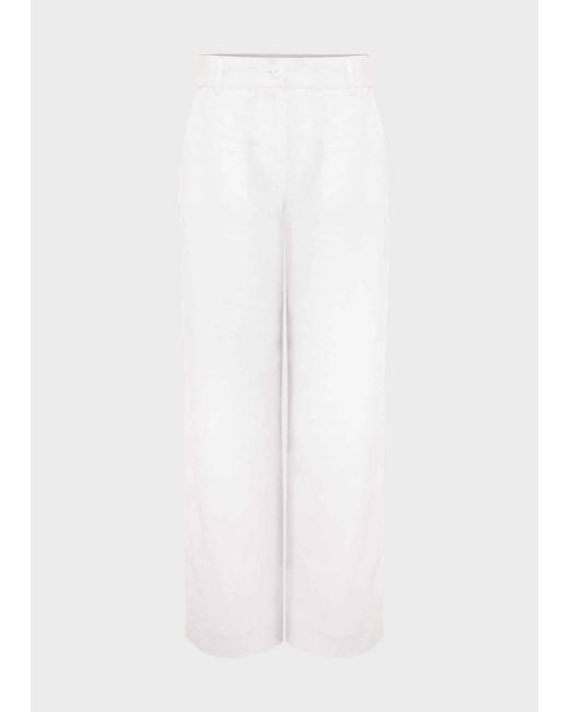 Hobbs White Lynn Linen Trousers