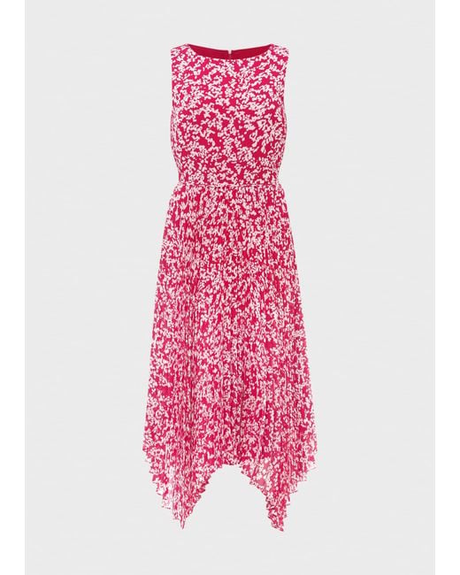 Hobbs Pink Talisa Pleated Midi Dress