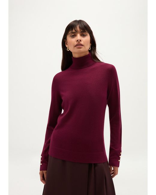 Hobbs Red Lara Merino Rollneck Jumper