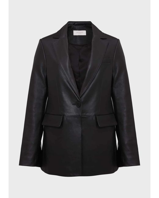 Hobbs Black Merissa Leather Blazer