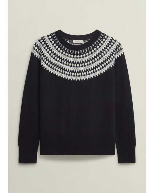 Hobbs Black Greta Sparkle Fairisle Jumper